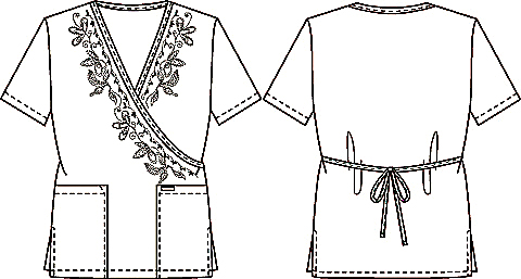 Cherokee Fashion Whites Mock Wrap Embroidered Tunic