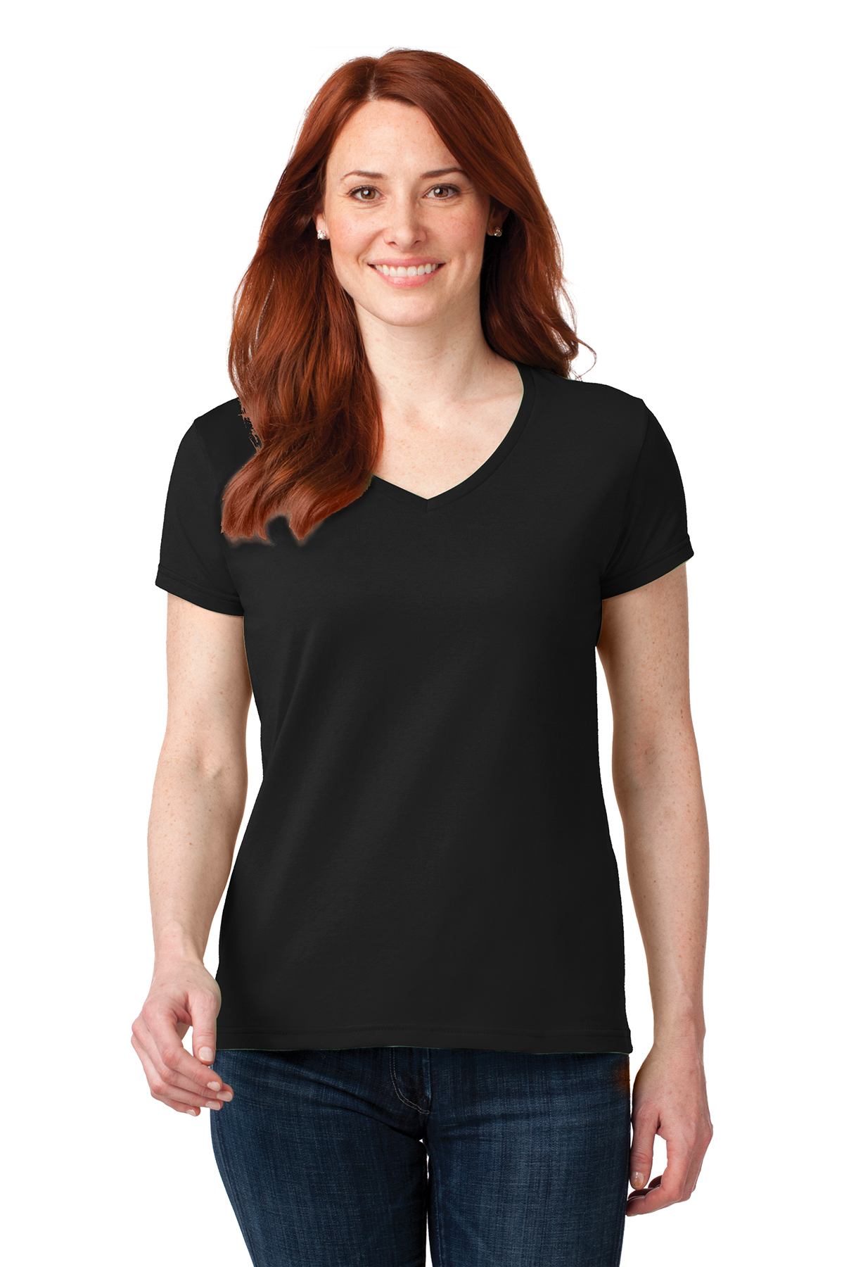 Anvil® Ladies 100% Combed Ring Spun Cotton V-Neck T-Shirt