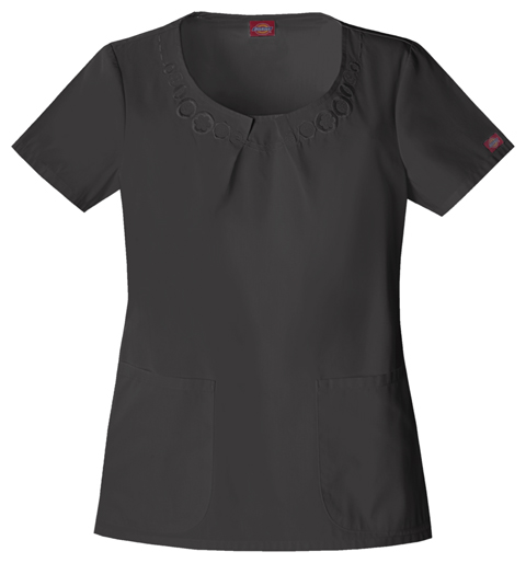 Dickies Dickies Button Up! Jr. Fit Round Neck Embroidered Top