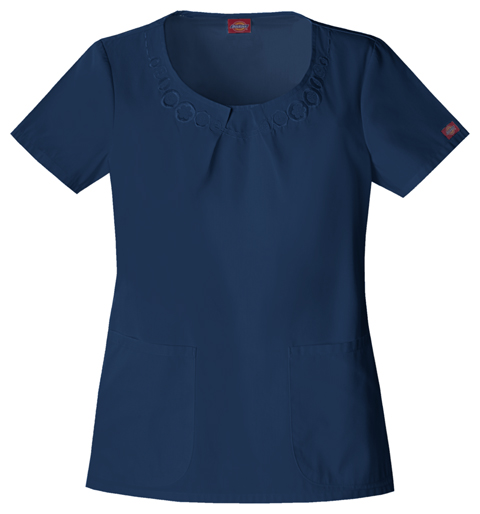 Dickies Dickies Button Up! Jr. Fit Round Neck Embroidered Top