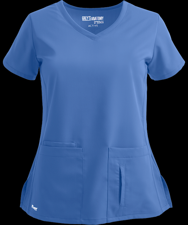 Grey's Anatomy Scrubs V-Neck Cora Top 4 pocket side panel 