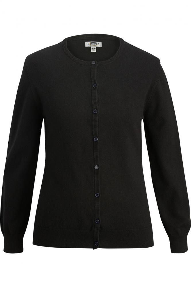 Ladies Jewel Neck Fine Gauge Cardigan Sweater