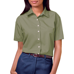 Ladies' Short Sleeve Stain Release Poplin 